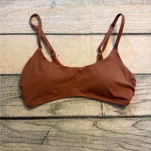 Offline aerie real me scoop brown bikini swim top. L